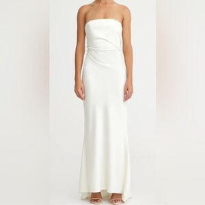 Significant Other Lucile Bridal Strapless Satin Gown with Train Bone White 4, S